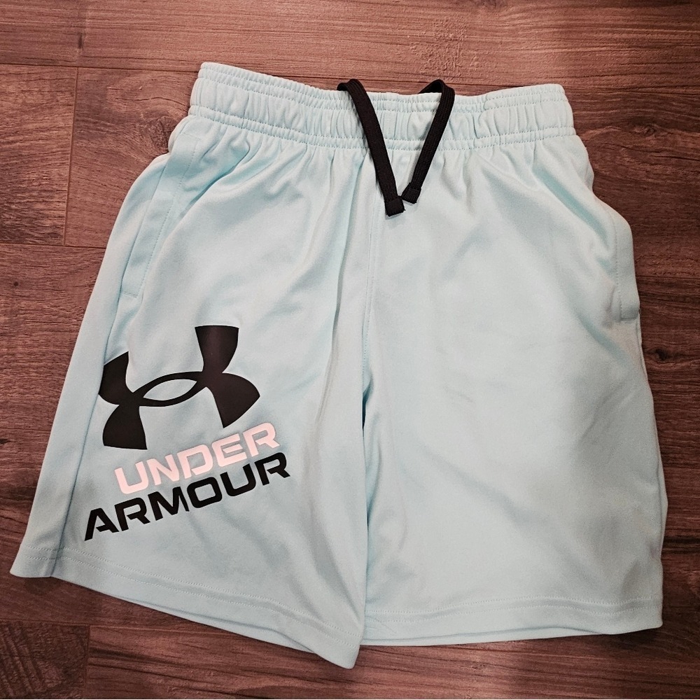 Boy's szYSM Under Armour‎ Shorts Athletic Training Activewear Light Blue Mint